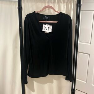 Nina Parker v neck black shirt